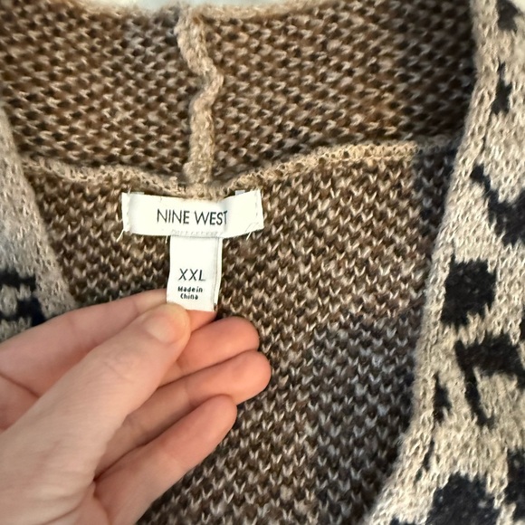 Nine West Brown and Black Leopard Print Cardigan Sweater, XXL - Picture 2 of 8